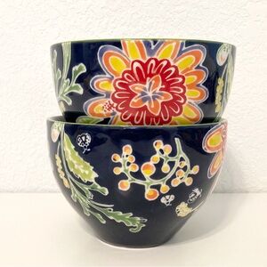 Pair of Anthropologie Hand Painted Bowls
